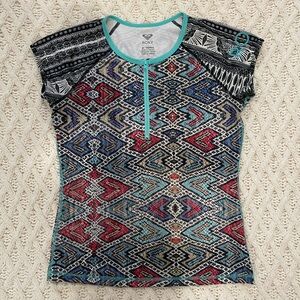 ROXY multi colored short sleeve rash guard